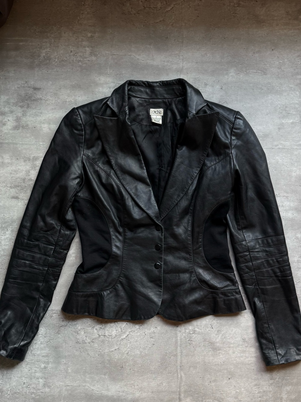 GACHE Black lamb Leather Fitted Blazer Jacket